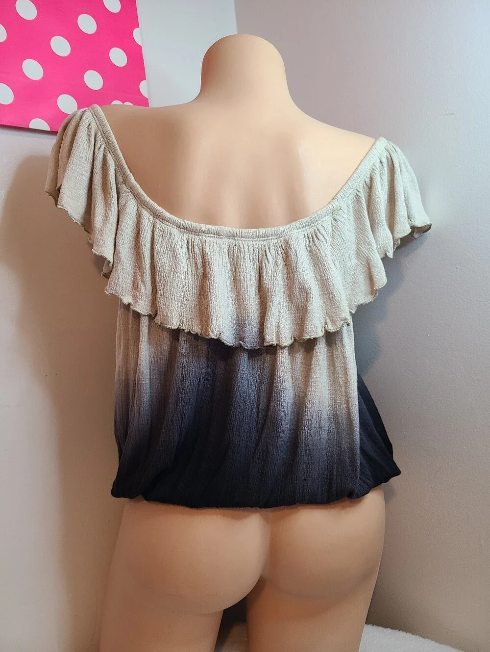 Free People Cora Lee Dip Dye Boho Ruffle Off-the-shoulder Top Size XS